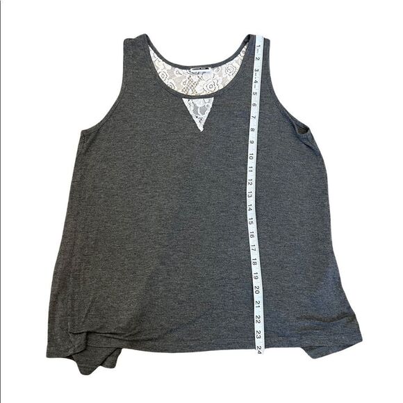 NOISY MAY Grey Cream Lace Top Open Back Sleeveless Wide Strap Lightweight Tank M - Picture 6 of 10